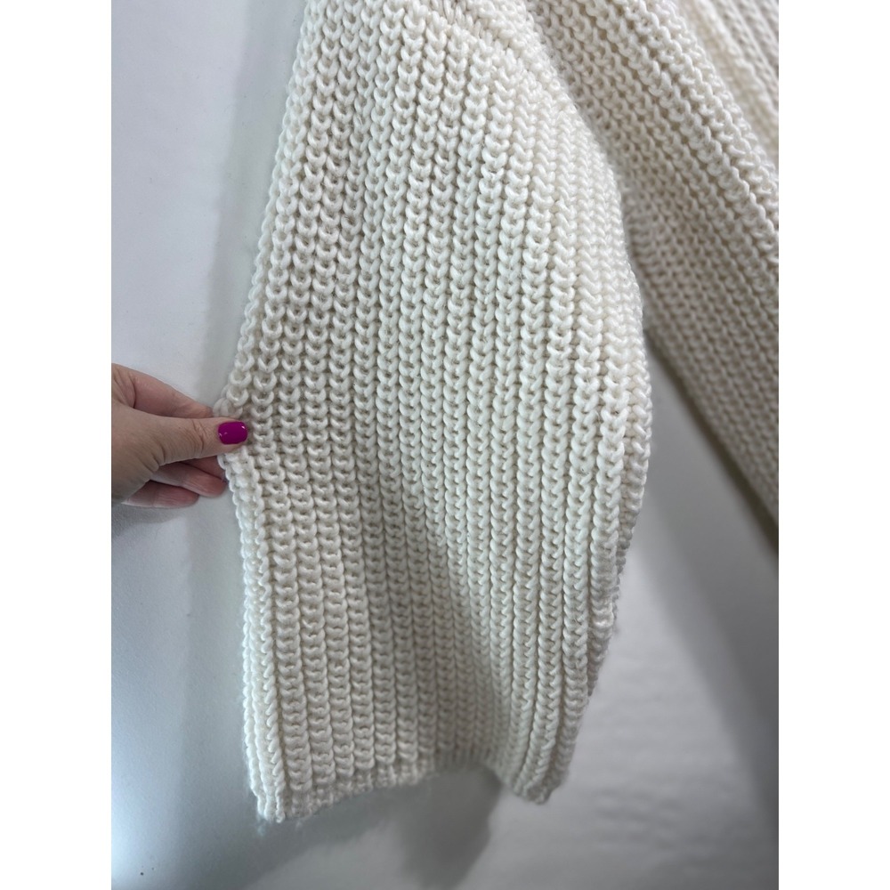 ANTHROPOLOGIE Long Cardigan‎ Sweater Cream w Blue Ombre Fringe Size OS Boho - Picture 9 of 16